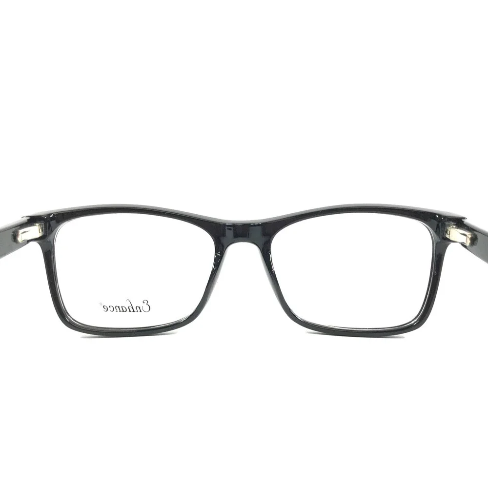 Enhance Eyeglasses Frames 4139 BLACK Polished Rectangle Full Rim 54-18-145